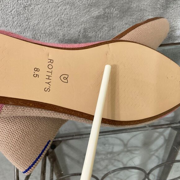 Rothy’s Marta Ferri Women’s Beige Pink Square Toe Flat Size 8.5 US - Picture 9 of 10